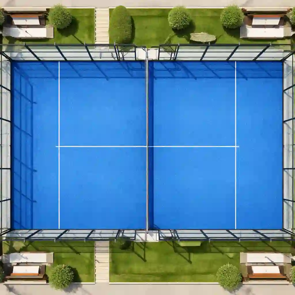 Padel court with scoring zones visible